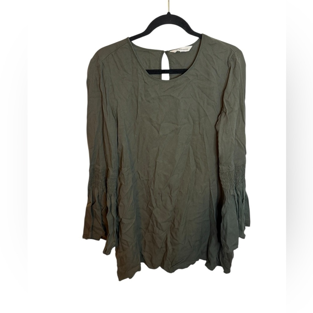 BCBGeneration Olive Green Bell Sleeve Mini Shift Dress